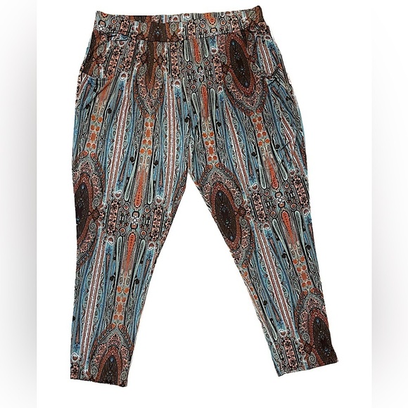 Geometric Mandala Harem Pants palazzo bottoms multicolor plus size - Picture 1 of 9